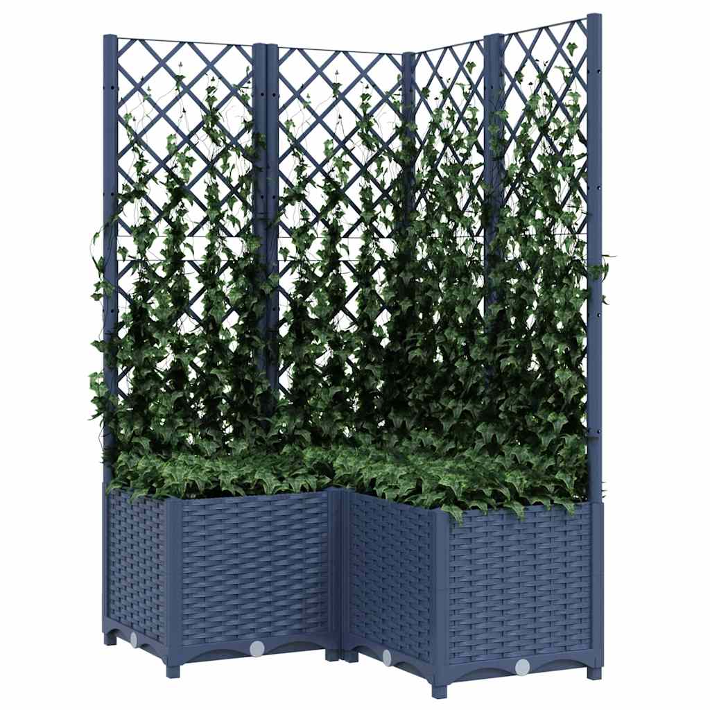 Vrtna sadilica s rešetkom plava siva 80 x 80 x 136 cm PP