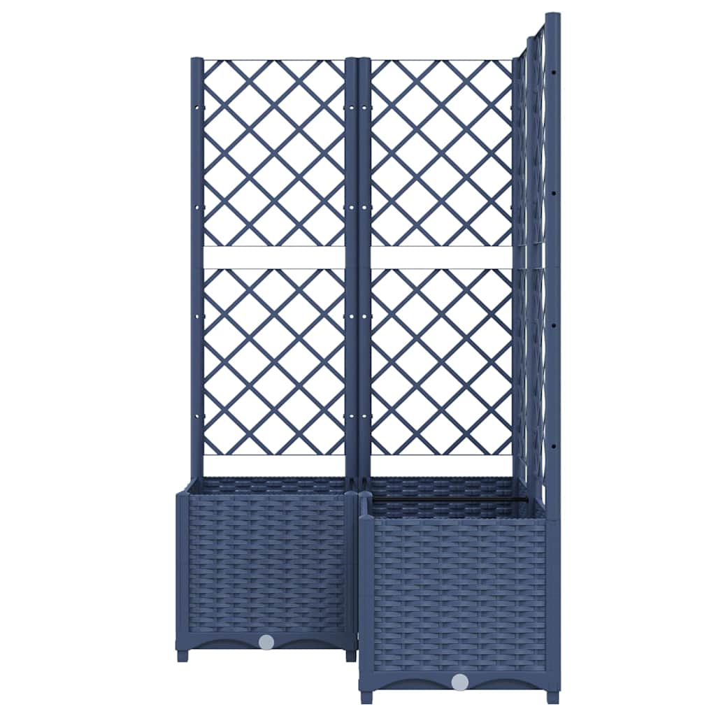 Vrtna sadilica s rešetkom plava siva 80 x 80 x 136 cm PP