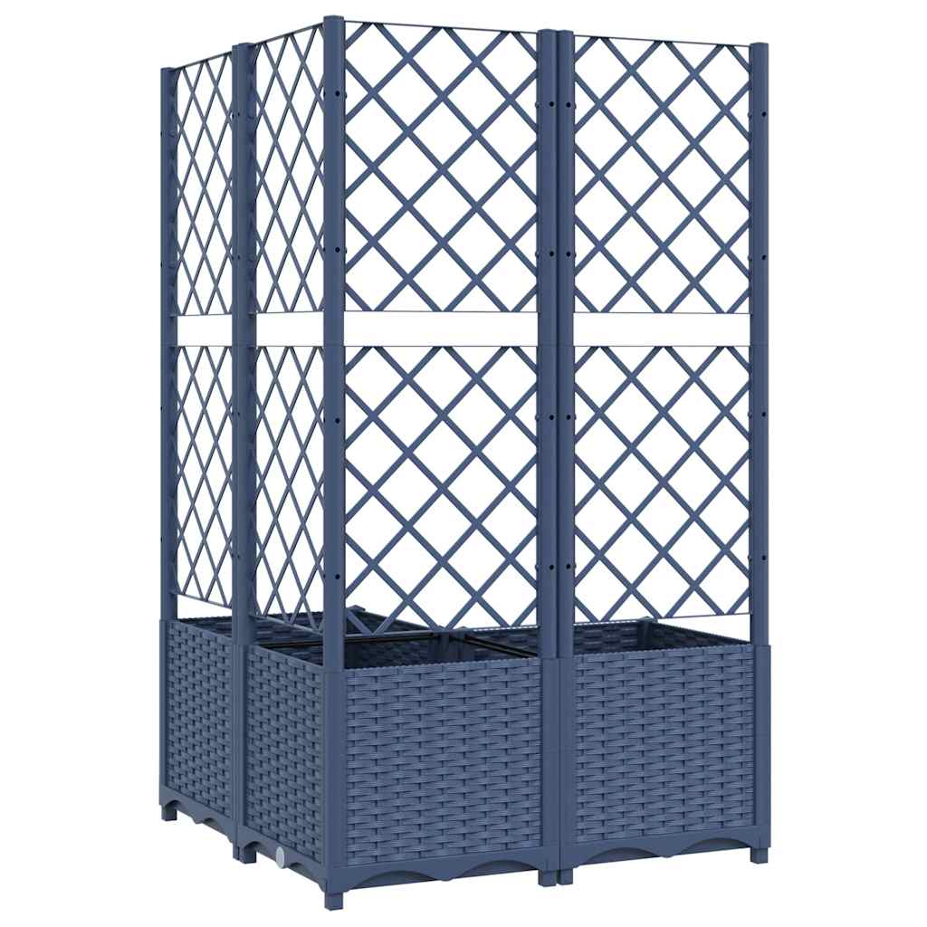 Vrtna sadilica s rešetkom plava siva 80 x 80 x 136 cm PP
