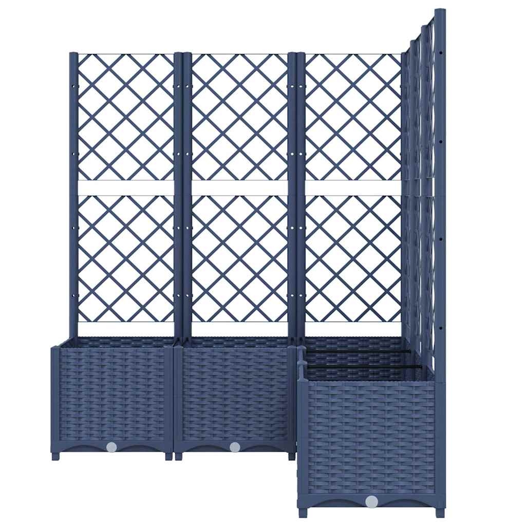 Vrtna sadilica s rešetkom plava siva 120 x 120 x 136 cm PP