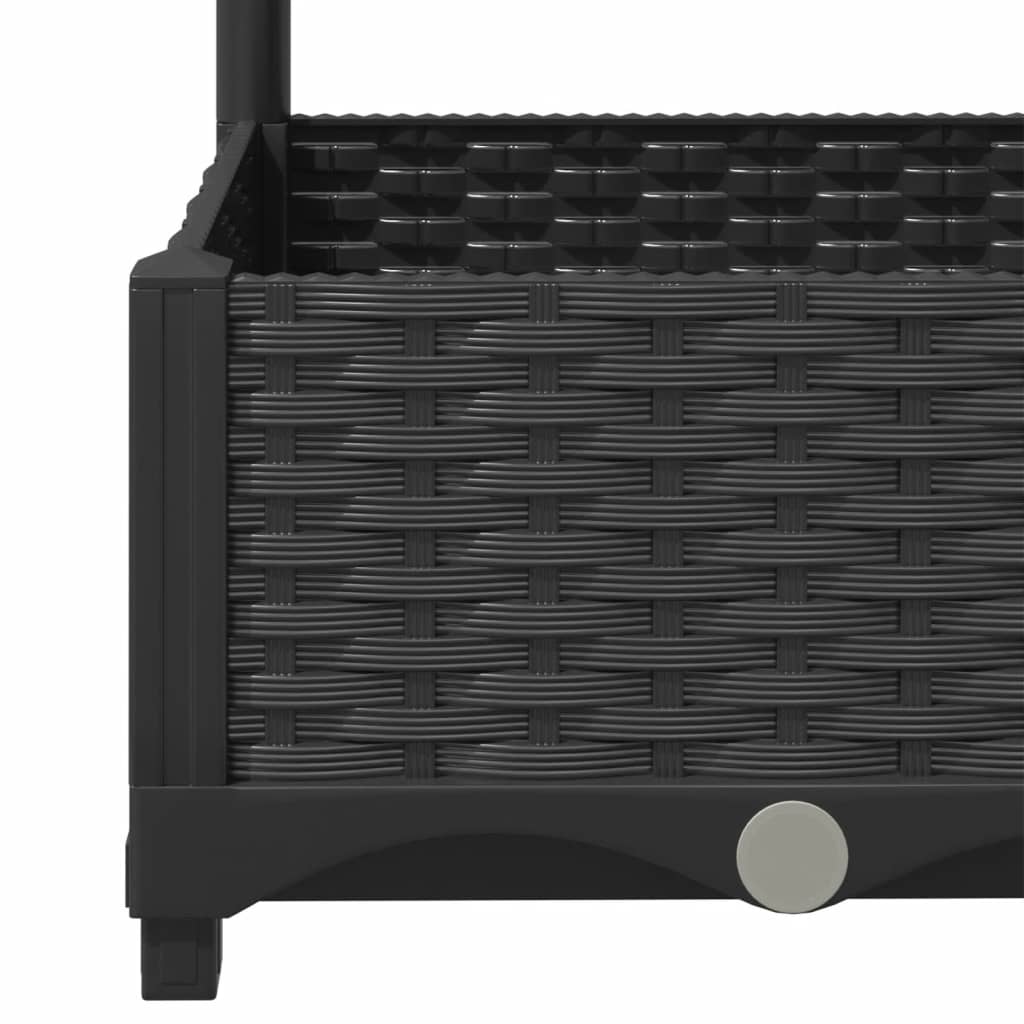 Vrtna sadilica s rešetkom crna 120 x 120 x 121,5 cm PP