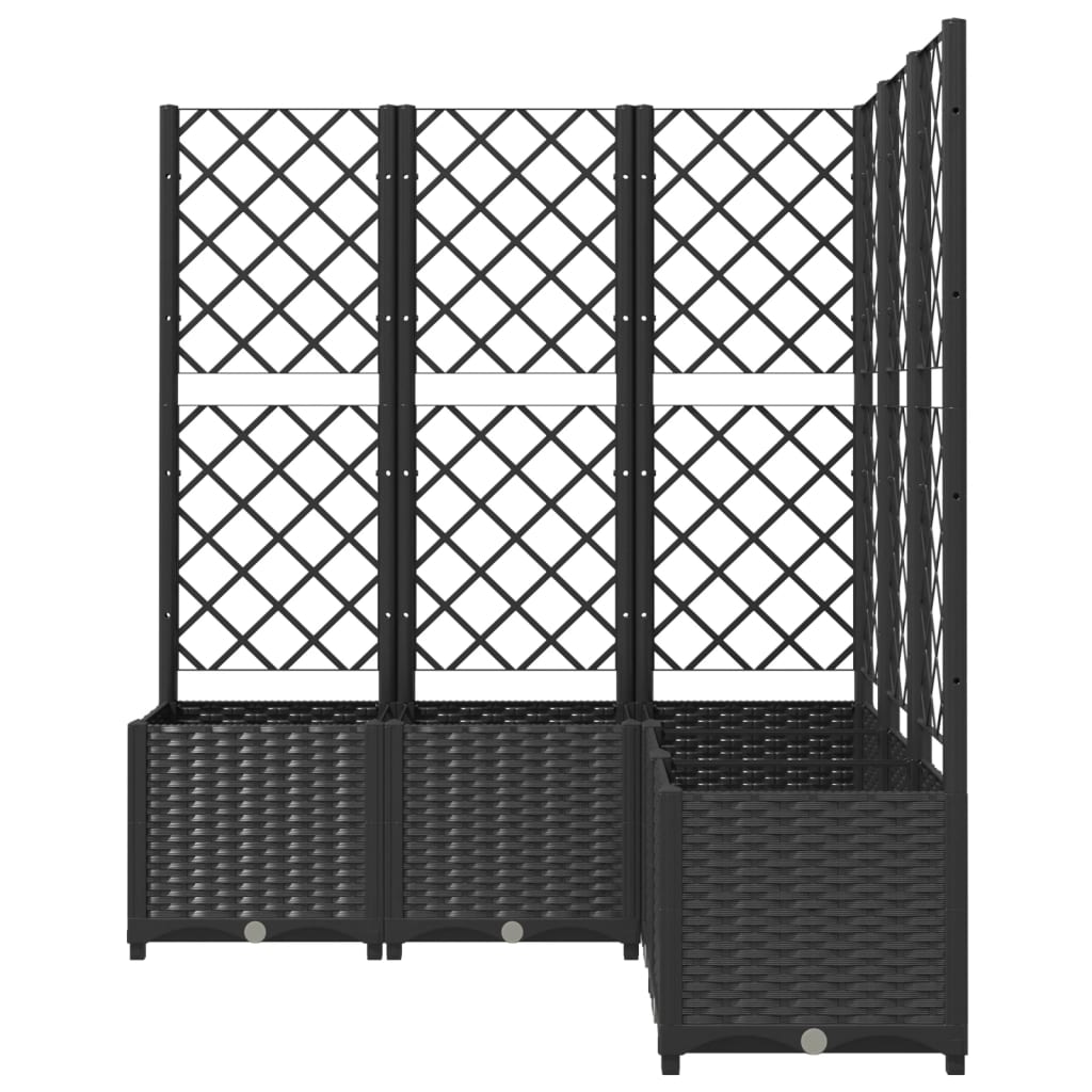 Vrtna sadilica s rešetkom crna 120 x 120 x 136 cm PP