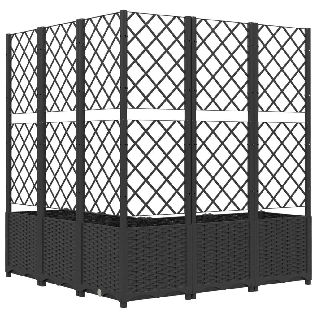 Vrtna sadilica s rešetkom crna 120 x 120 x 136 cm PP