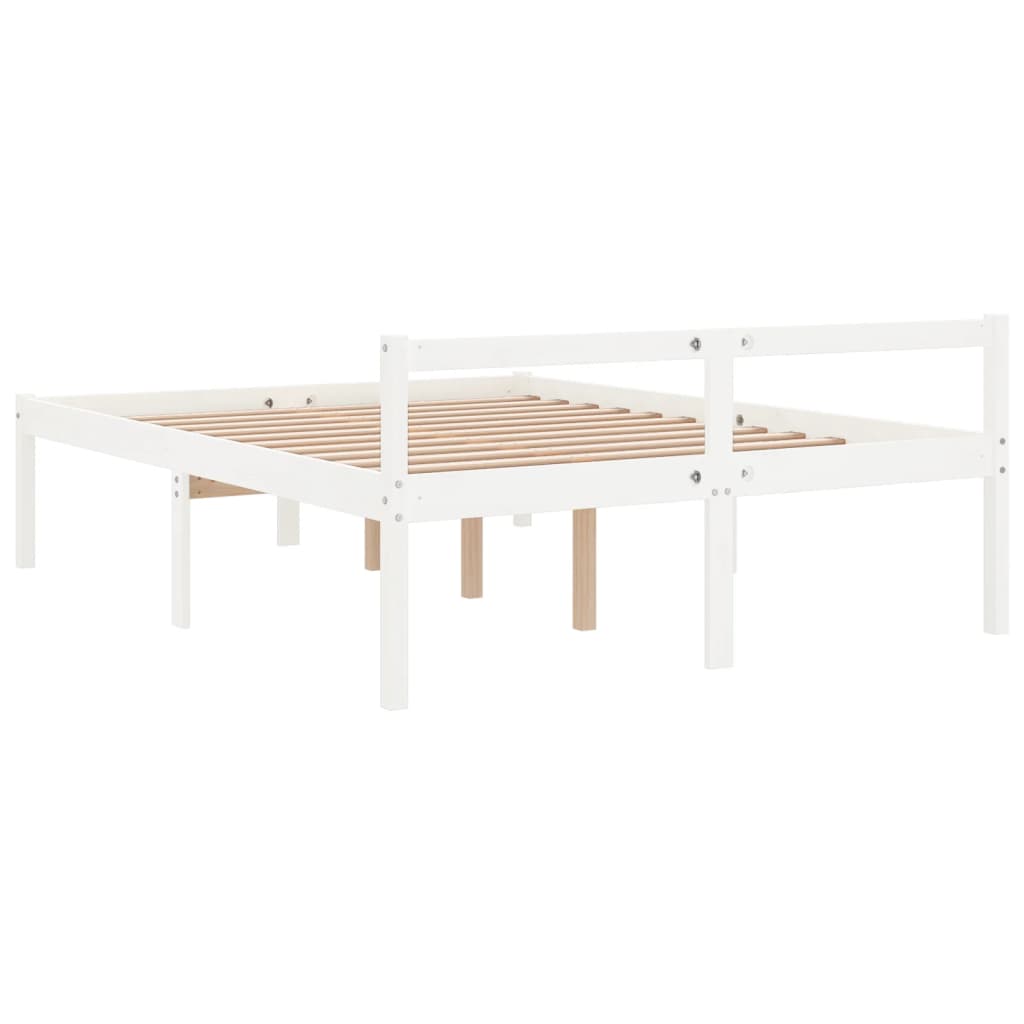 Krevet za starije osobe bijeli 140 x 190 cm od masivne borovine