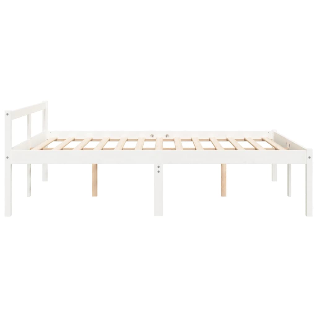 Krevet za starije osobe bijeli 150 x 200 cm bračni od borovine
