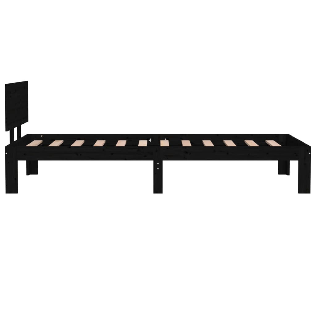 Okvir za krevet od masivnog drva crni 75 x 190 cm mali