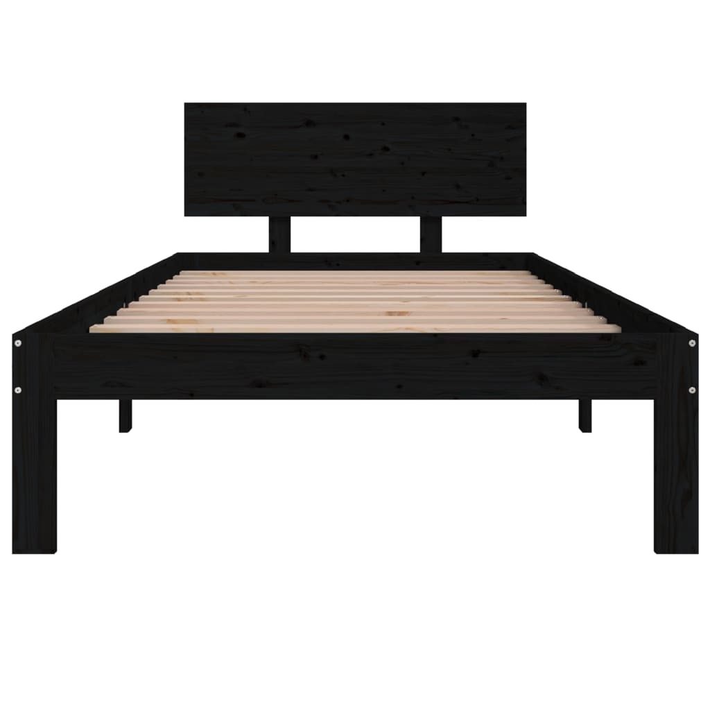 Okvir za krevet od masivne borovine crni 90 x 200 cm