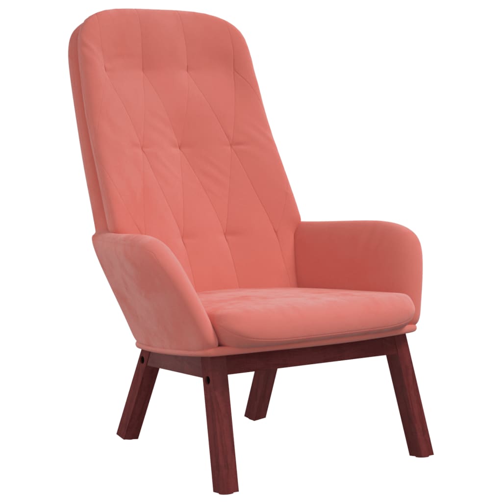 Stolica za opuštanje s tabureom ružičasta baršunasta