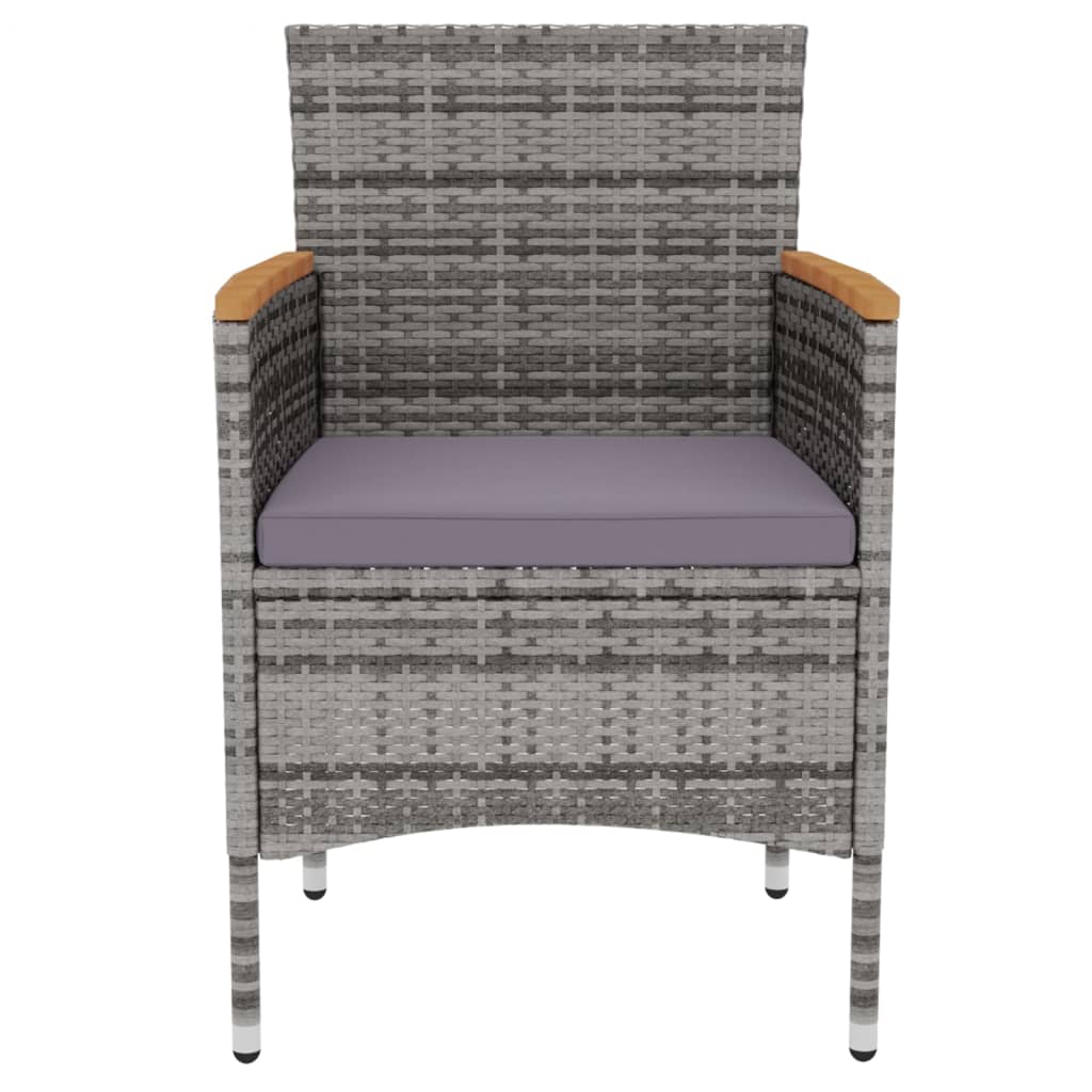 3-dijelni vrtni blagovaonski set od poliratana sivi
