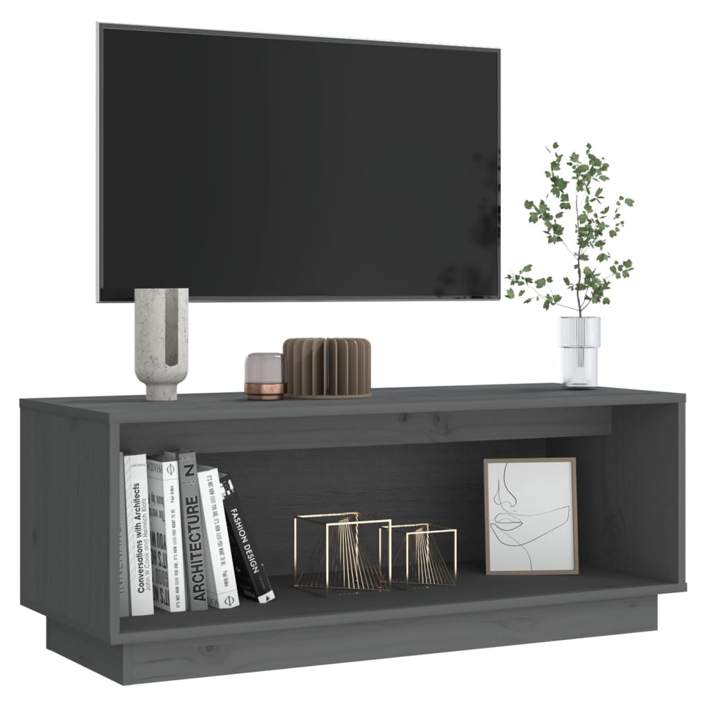 TV ormarić sivi 90 x 35 x 35 cm od masivne borovine