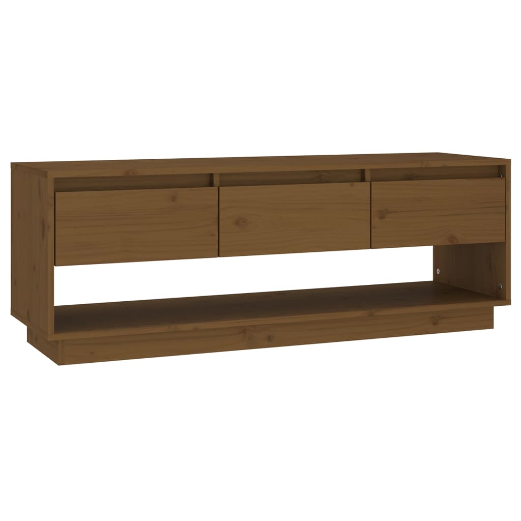 TV ormarić smeđa boja meda 110,5x34x40 cm od masivne borovine