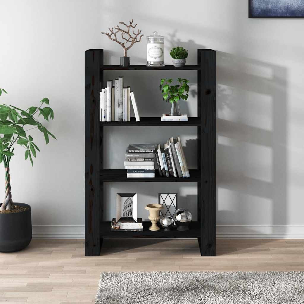Ormarić za knjige / pregrada crni 80x35x125 cm od borovine
