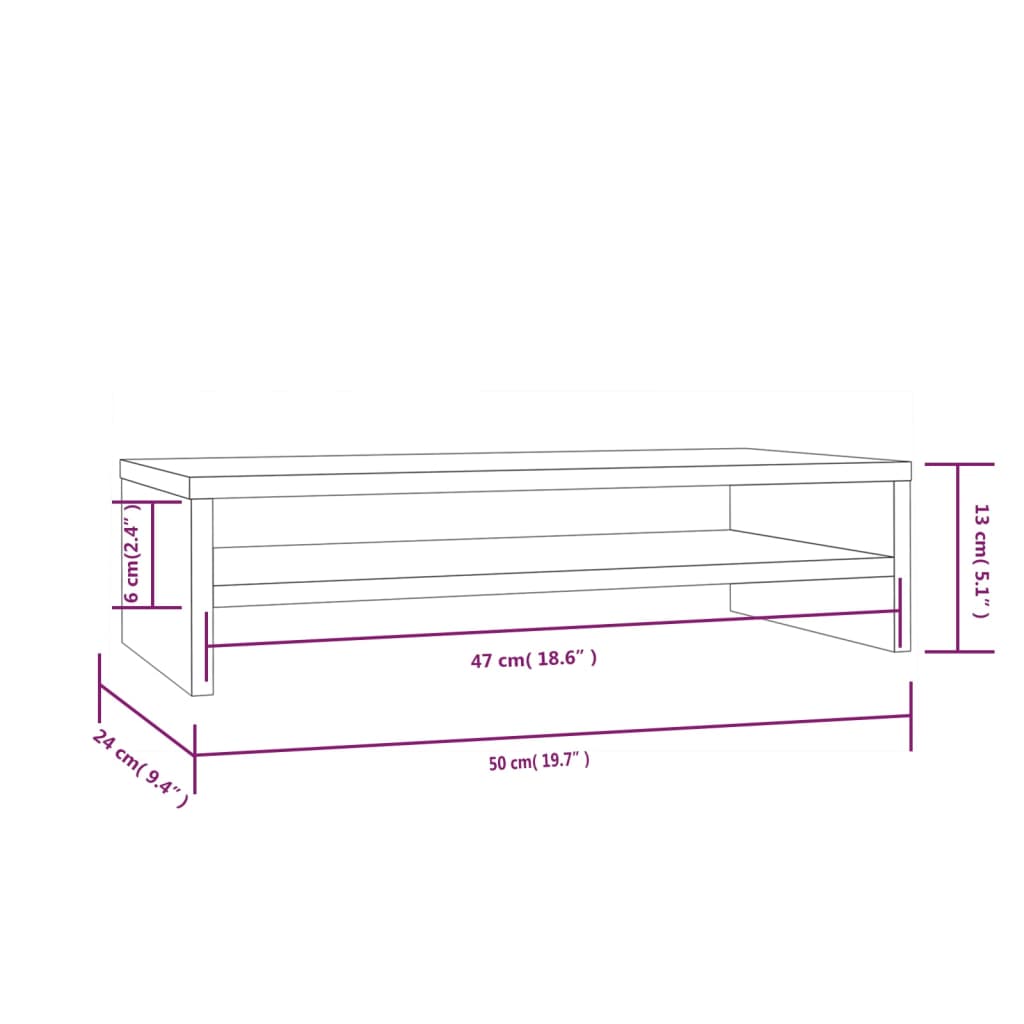 Stalak za monitor 50 x 24 x 13 cm od masivne borovine