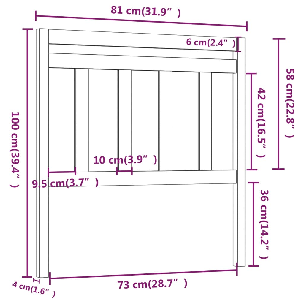 Uzglavlje za krevet 81 x 4 x 100 cm od masivne borovine