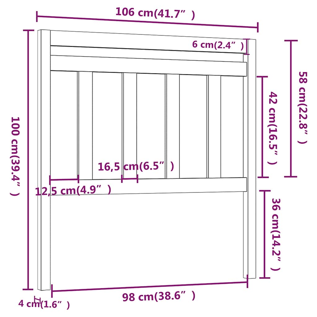 Uzglavlje za krevet 106 x 4 x 100 cm od masivne borovine