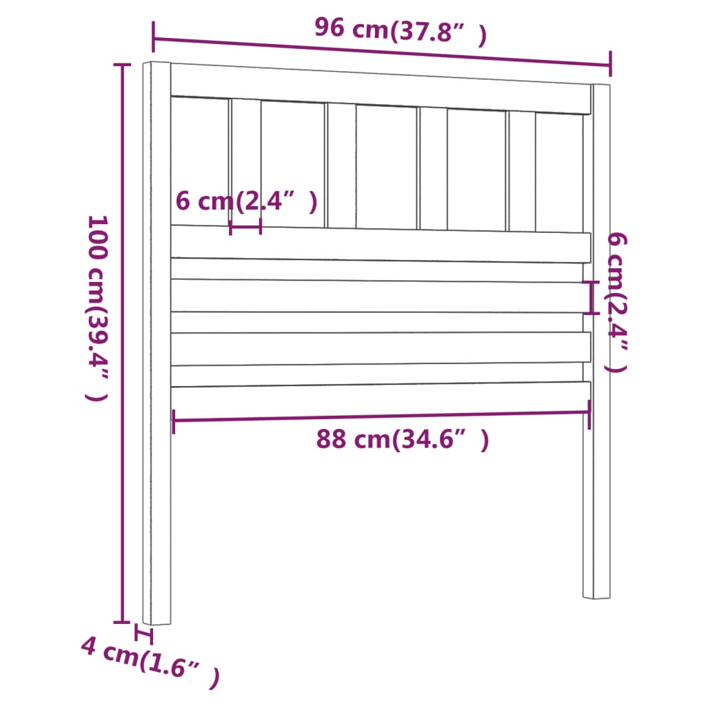 Uzglavlje za krevet boja meda 96 x 4 x 100 cm masivna borovina
