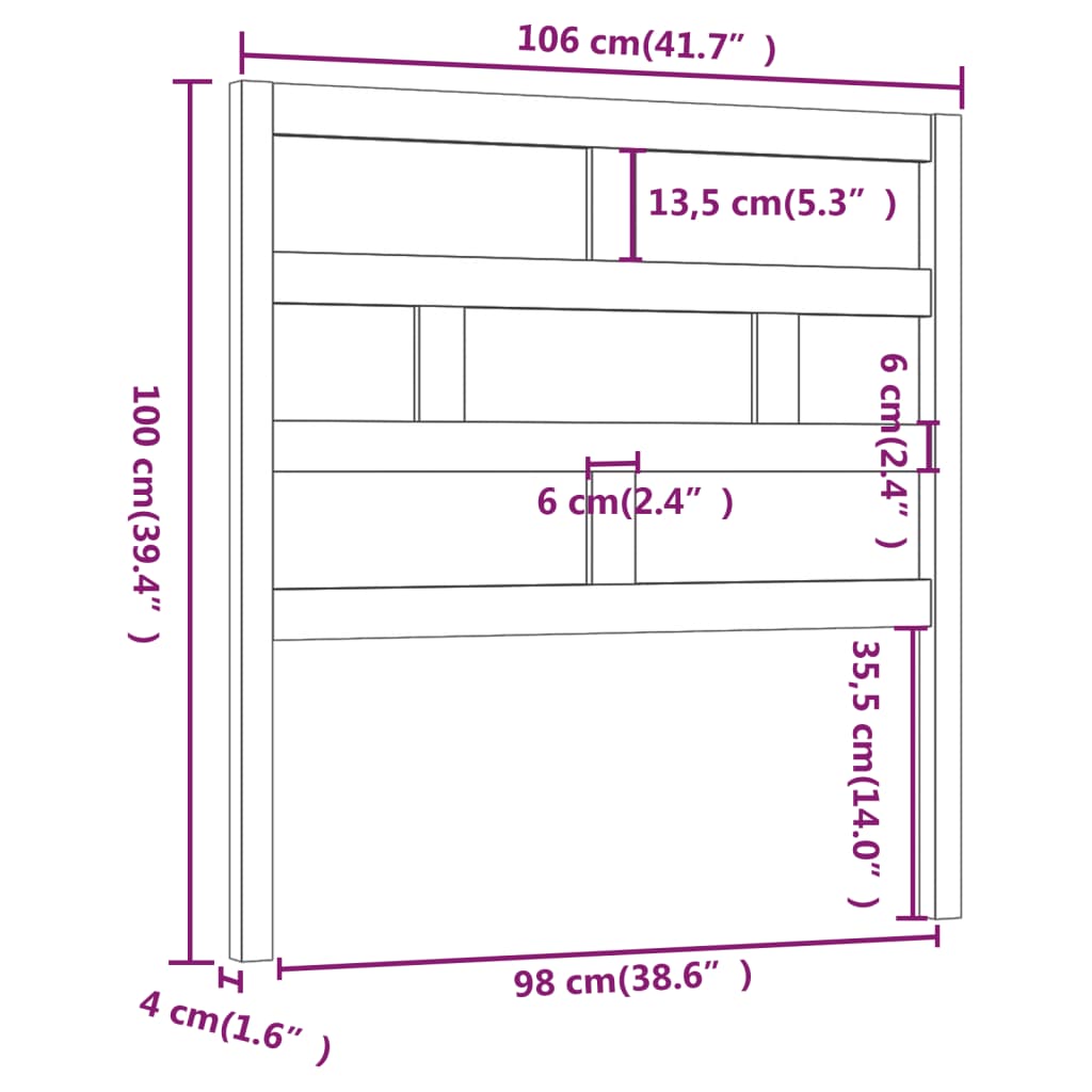 Uzglavlje za krevet 106 x 4 x 100 cm od masivne borovine