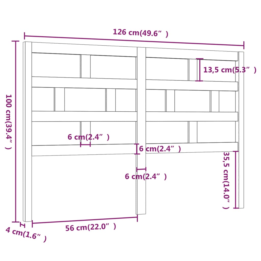 Uzglavlje za krevet 126 x 4 x 100 cm od masivne borovine
