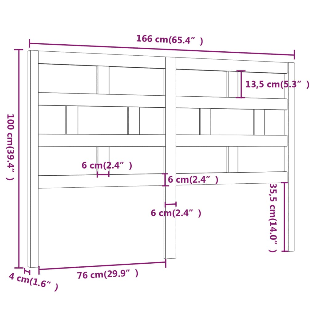 Uzglavlje za krevet sivo 166 x 4 x 100 cm od masivne borovine