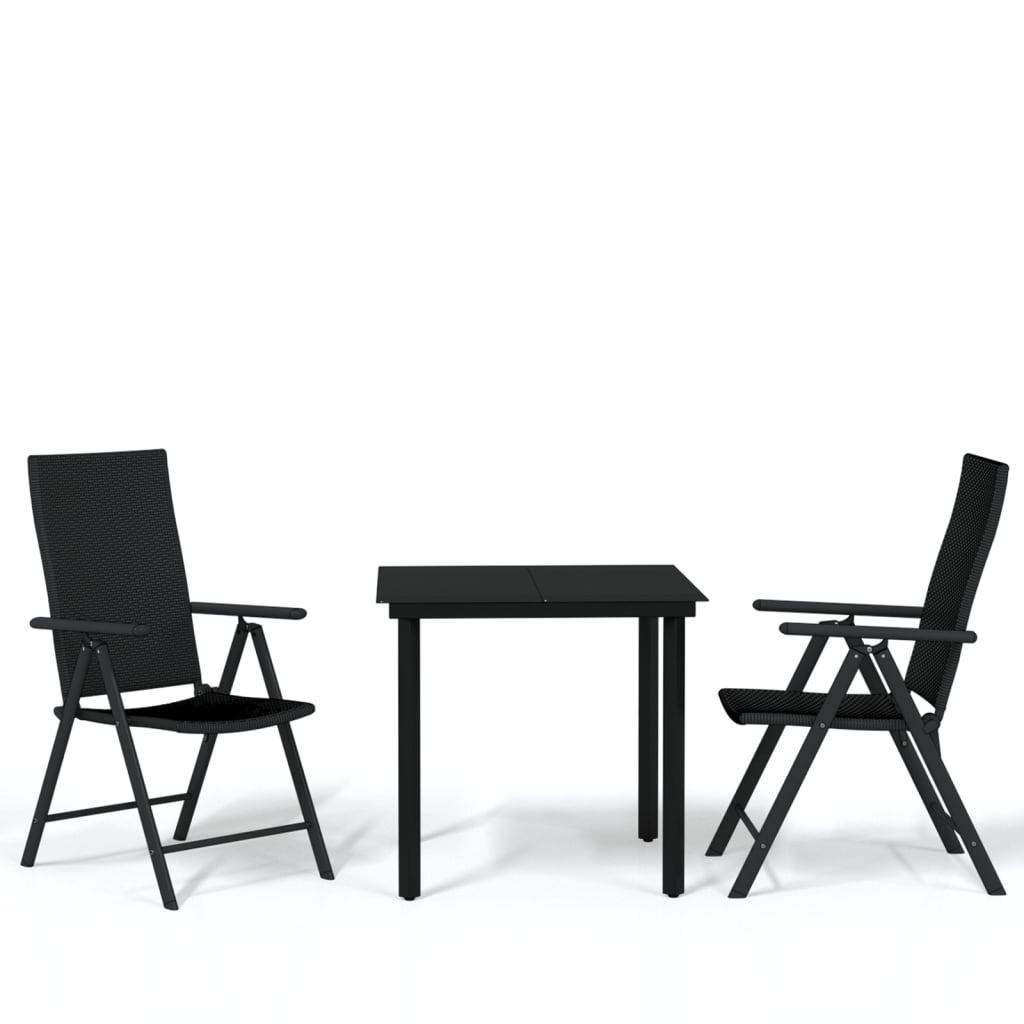 3-dijelni vrtni blagovaonski set crni