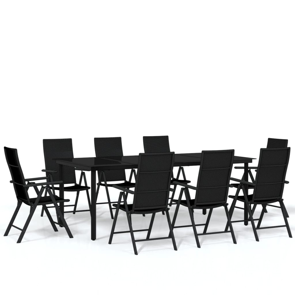 9-dijelni vrtni blagovaonski set crni