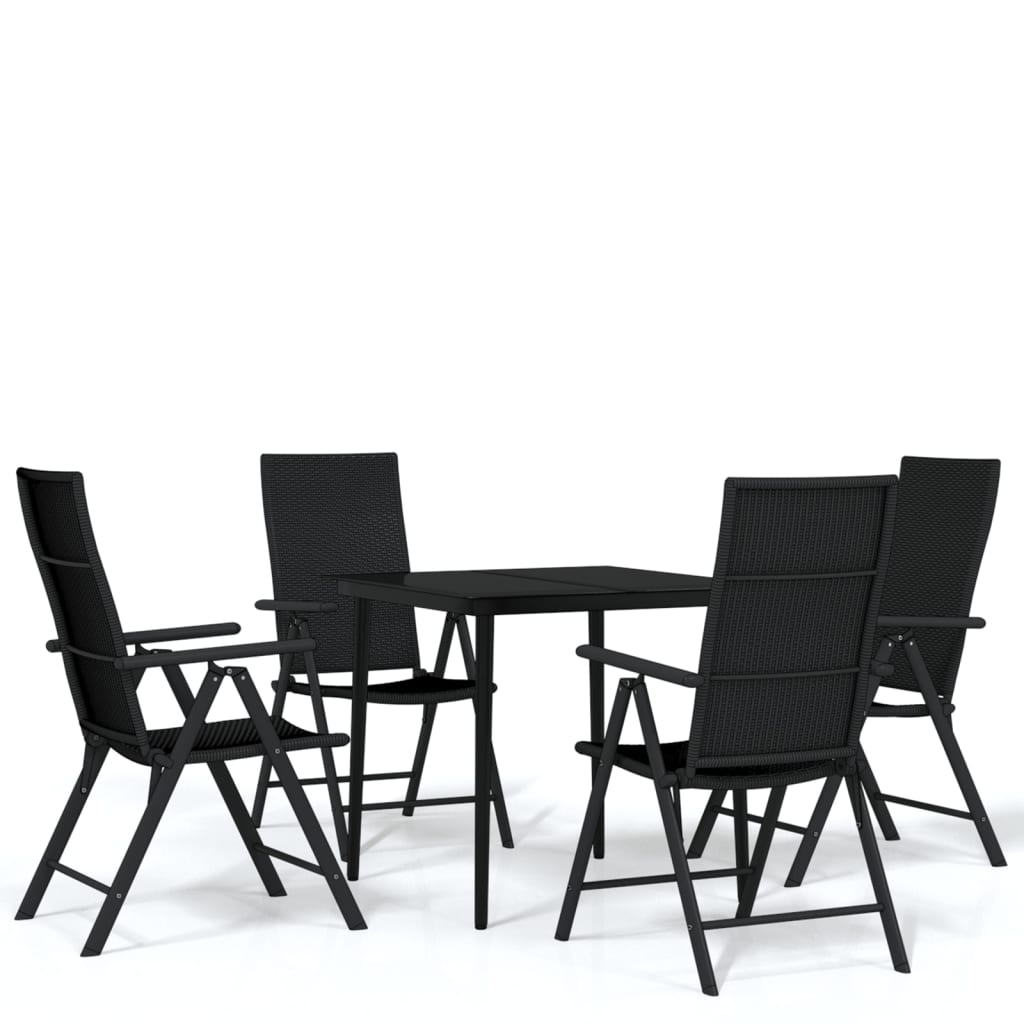 5-dijelni vrtni blagovaonski set crni