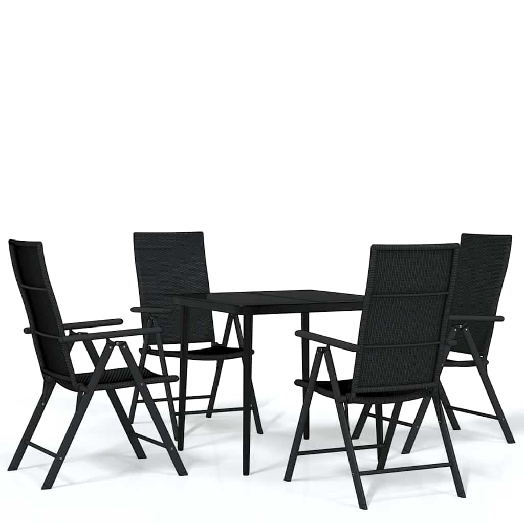 5-dijelni vrtni blagovaonski set crni Crna Dužina stola 80 cm