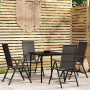 5-dijelni vrtni blagovaonski set crni Crna Dužina stola 80 cm
