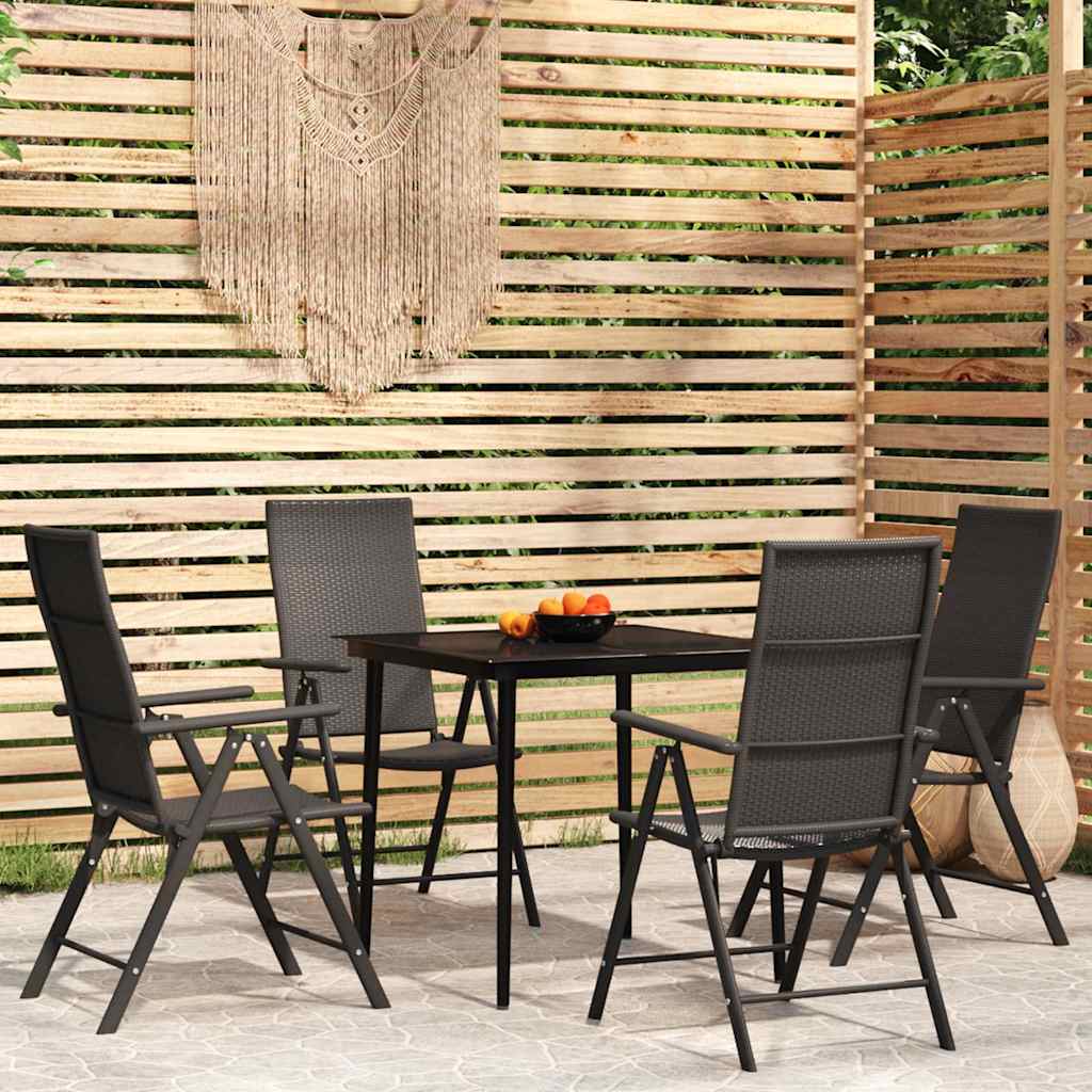 5-dijelni vrtni blagovaonski set crni Crna Dužina stola 80 cm
