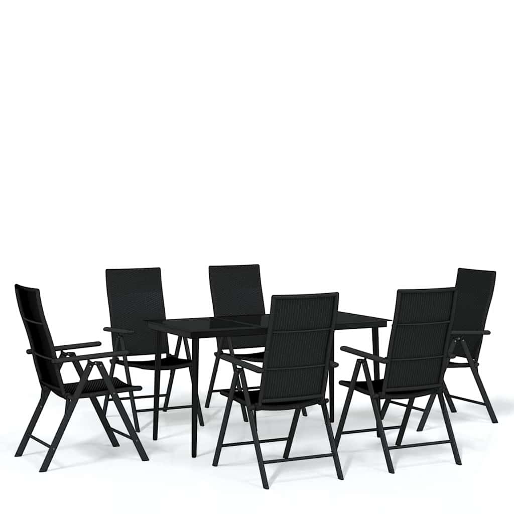 7-dijelni vrtni blagovaonski set crni