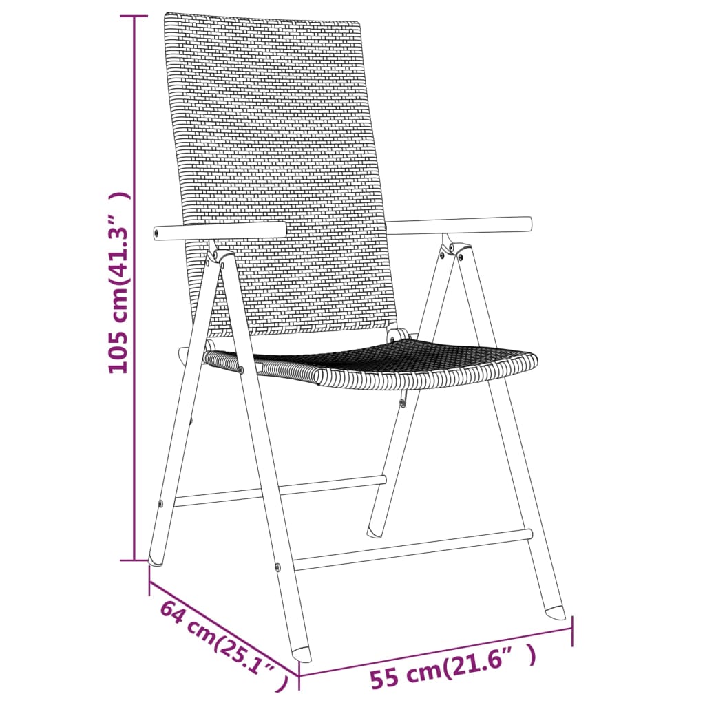3-dijelni vrtni blagovaonski set crni
