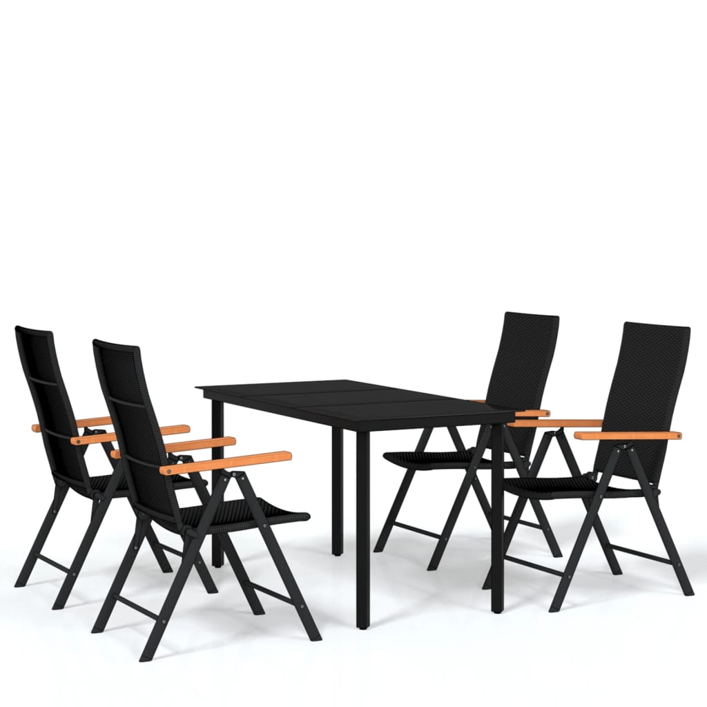 5-dijelni vrtni blagovaonski set crni