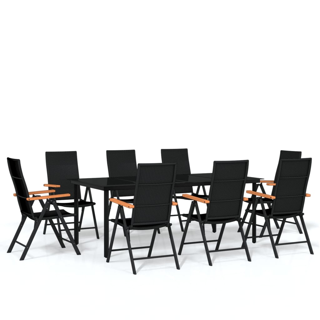 9-dijelni vrtni blagovaonski set crni