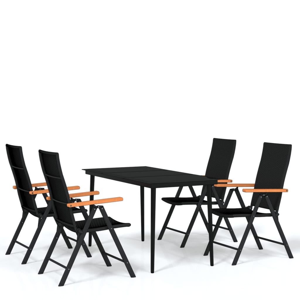 5-dijelni vrtni blagovaonski set crni