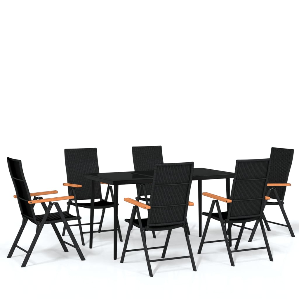7-dijelni vrtni blagovaonski set crni