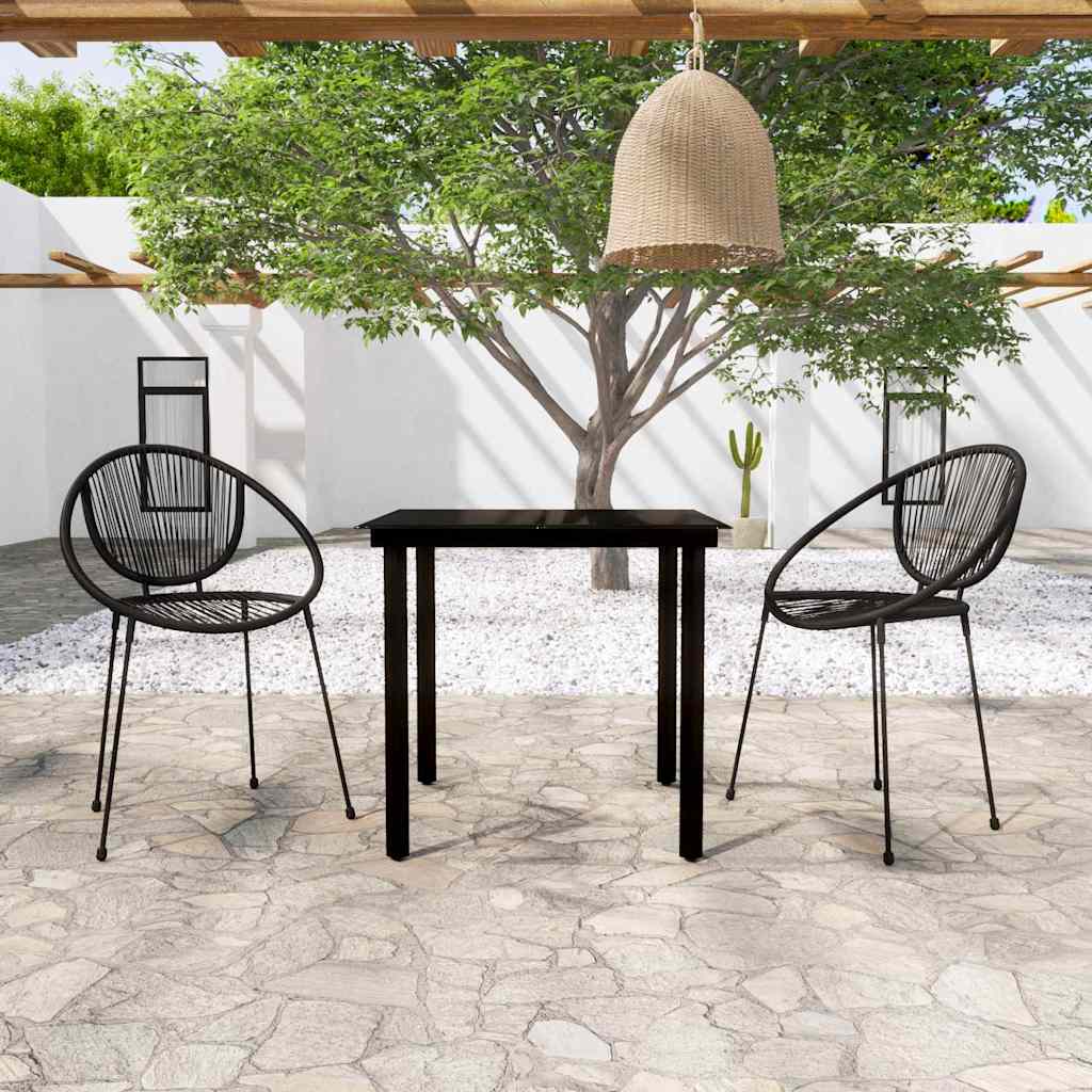 3-dijelni vrtni blagovaonski set crni Crna Dužina stola 80 cm