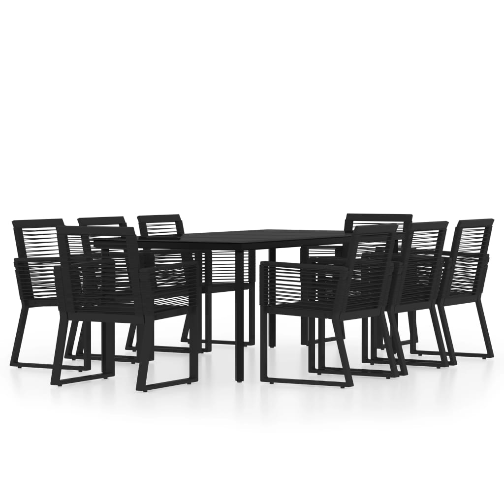 9-dijelni vrtni blagovaonski set crni