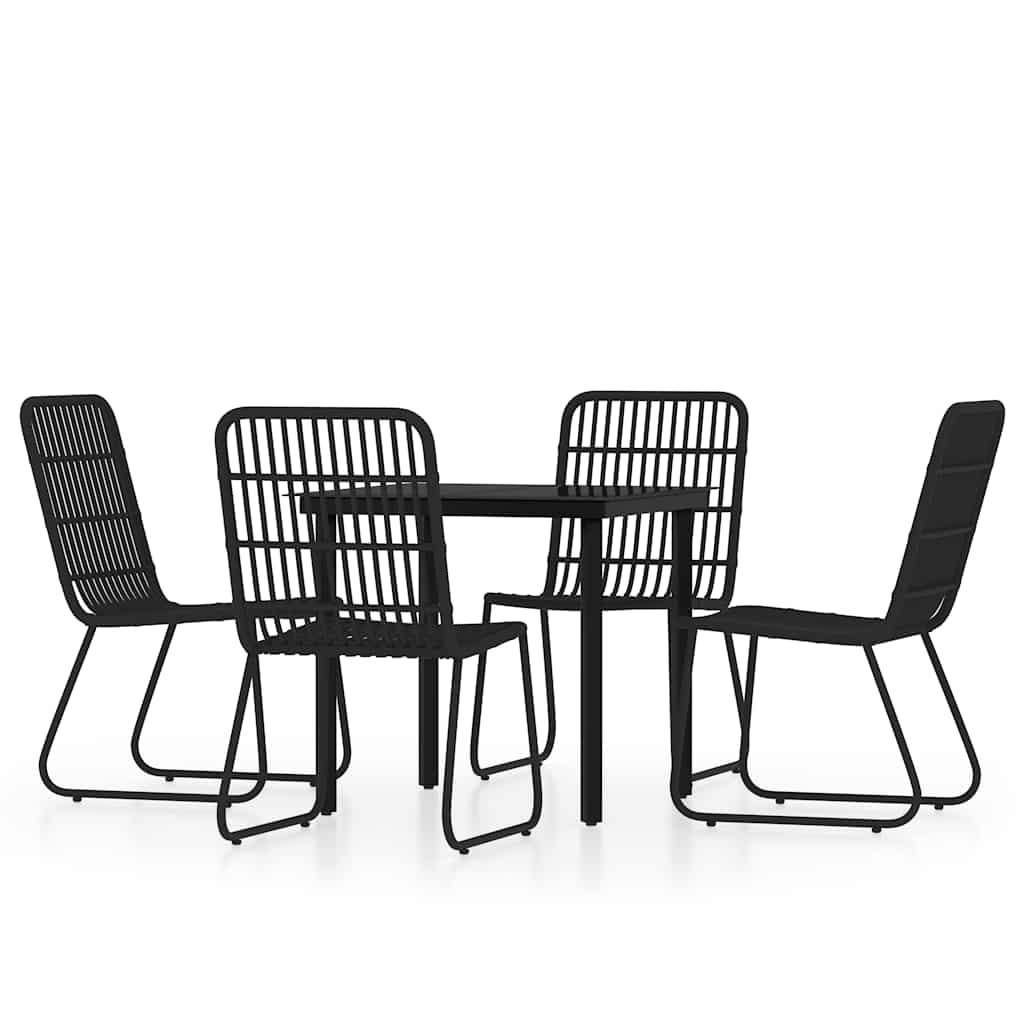 5-dijelni vrtni blagovaonski set crni Crna Dužina stola 80 cm