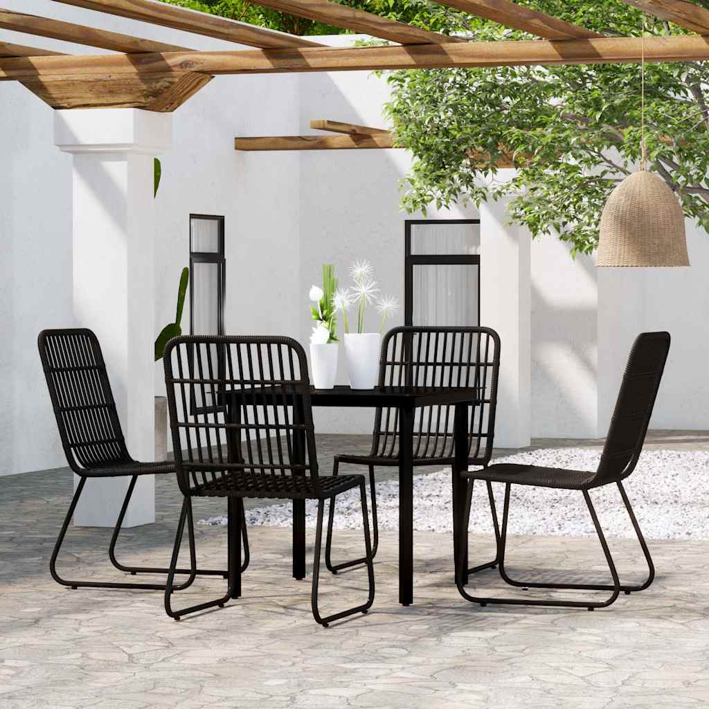 5-dijelni vrtni blagovaonski set crni Crna Dužina stola 80 cm