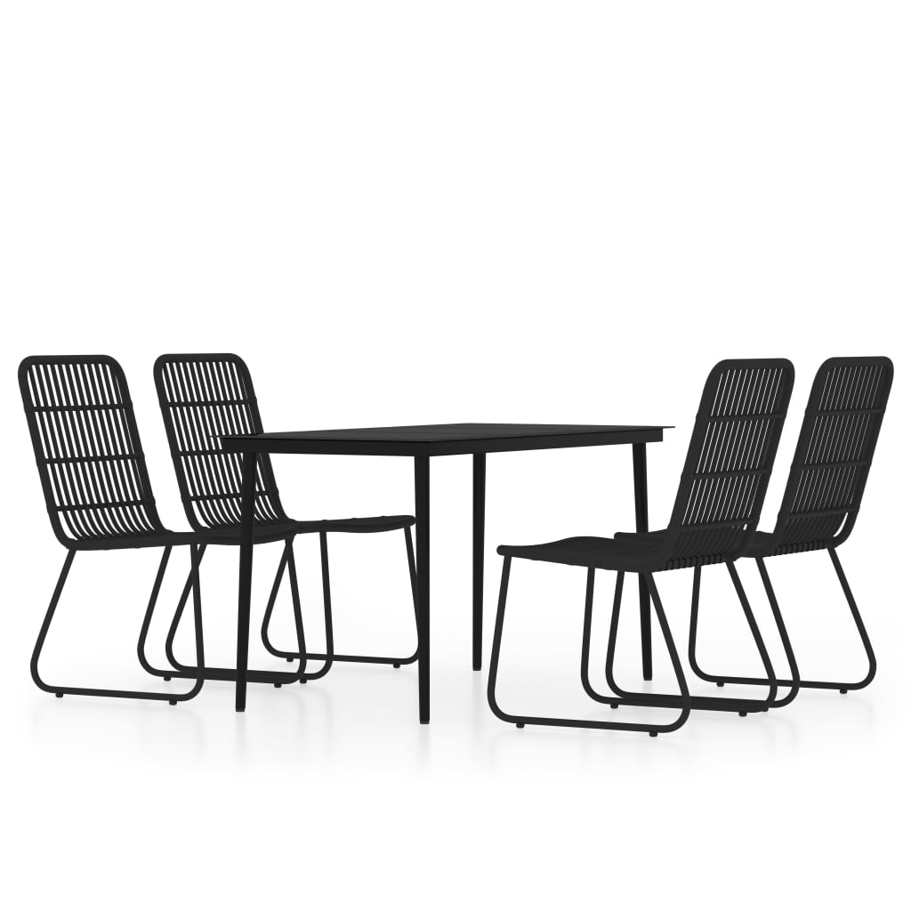 5-dijelni vrtni blagovaonski set crni
