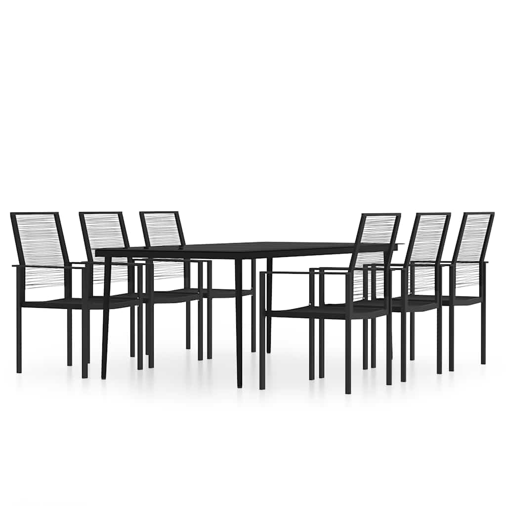 7-dijelni vrtni blagovaonski set crni