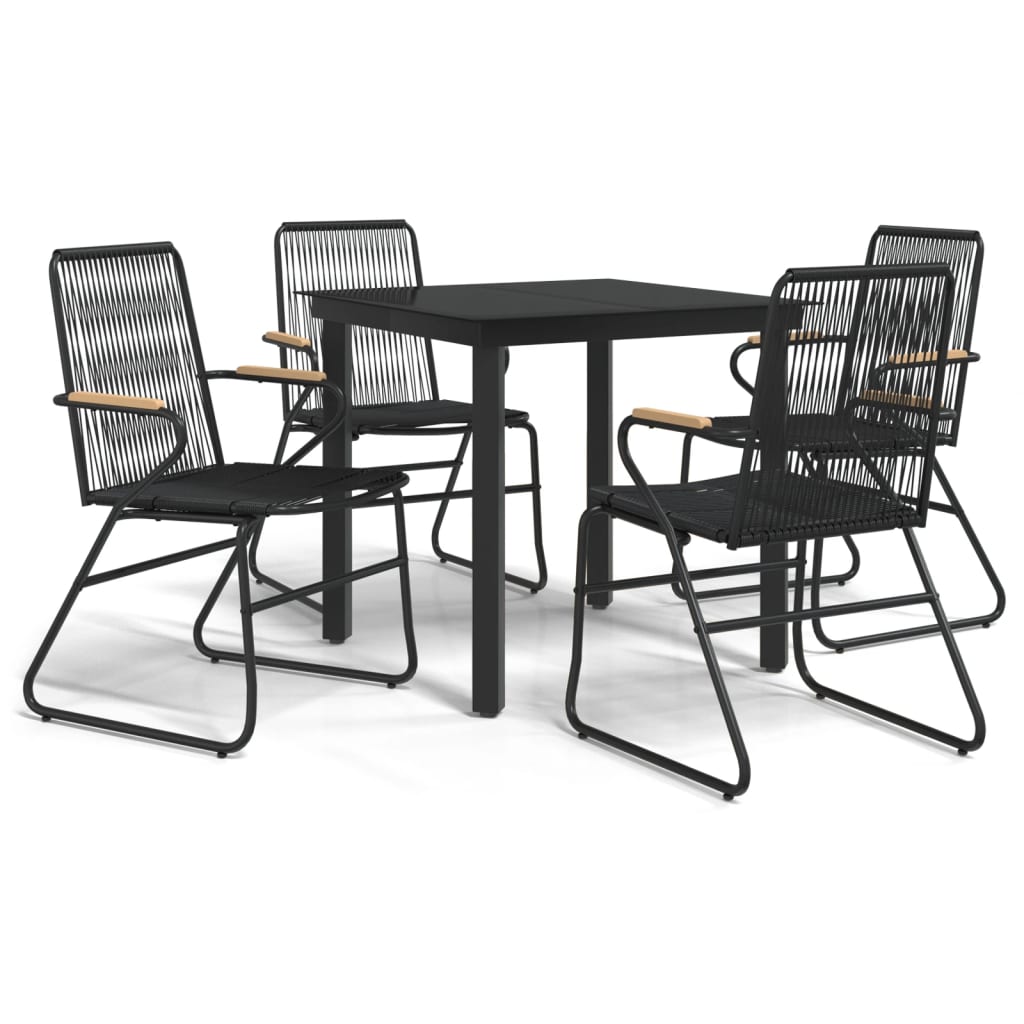 5-dijelni vrtni blagovaonski set od PVC ratana crni