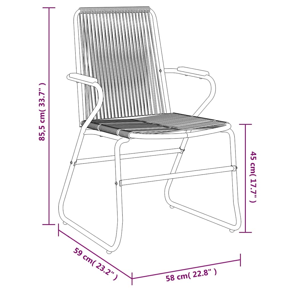 7-dijelni vrtni blagovaonski set od PVC ratana crni