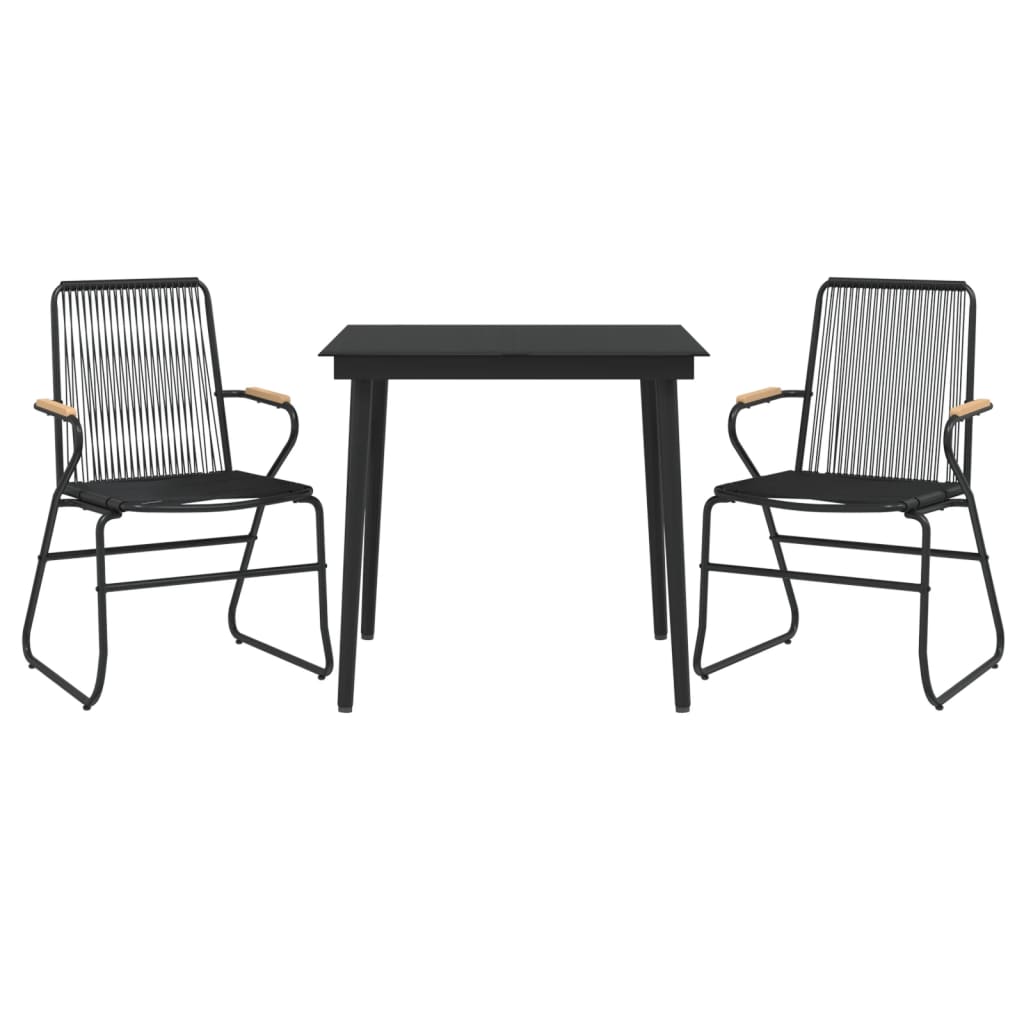 3-dijelni vrtni blagovaonski set od PVC ratana crni
