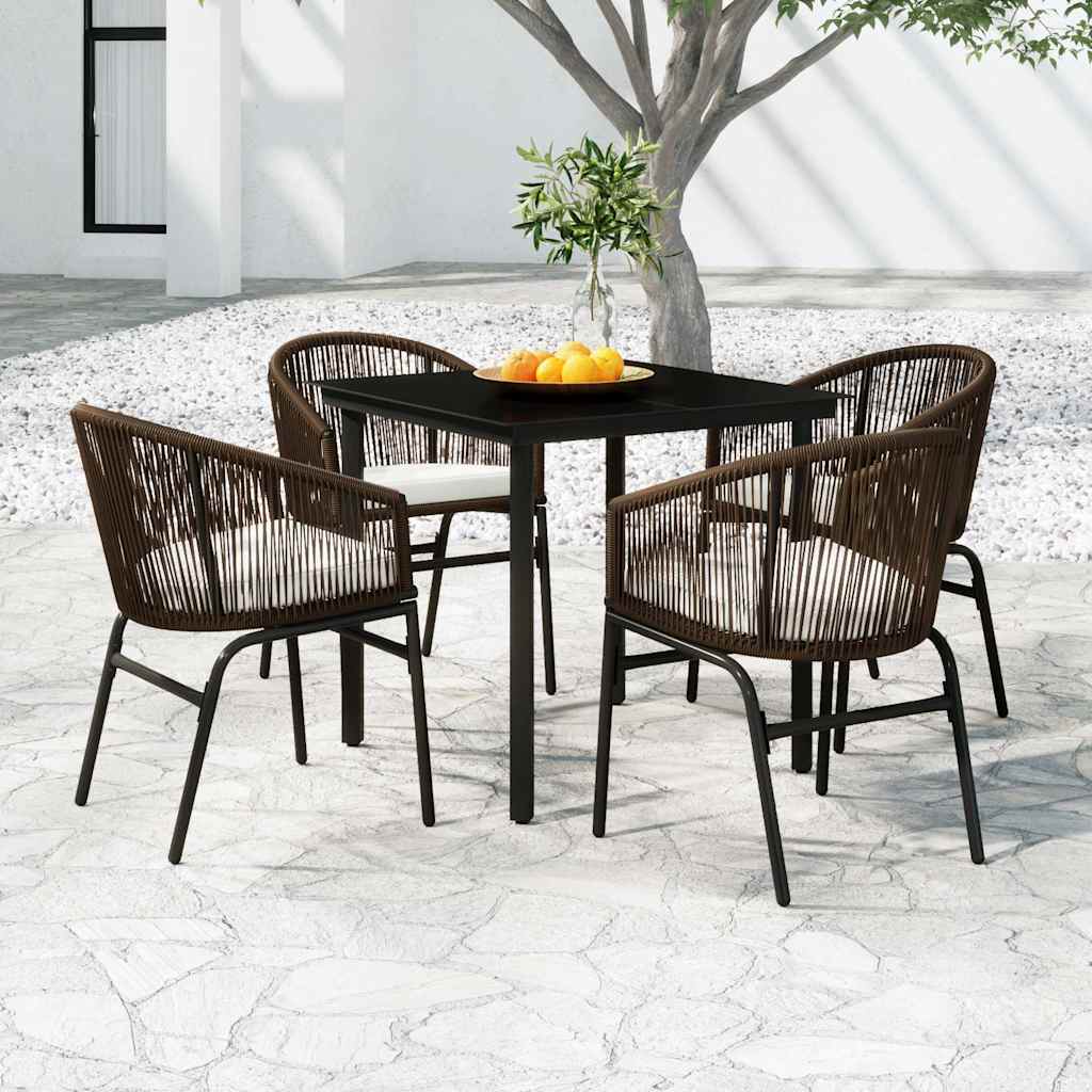 5-dijelni vrtni blagovaonski set smeđi Smeđa Dužina stola 80 cm
