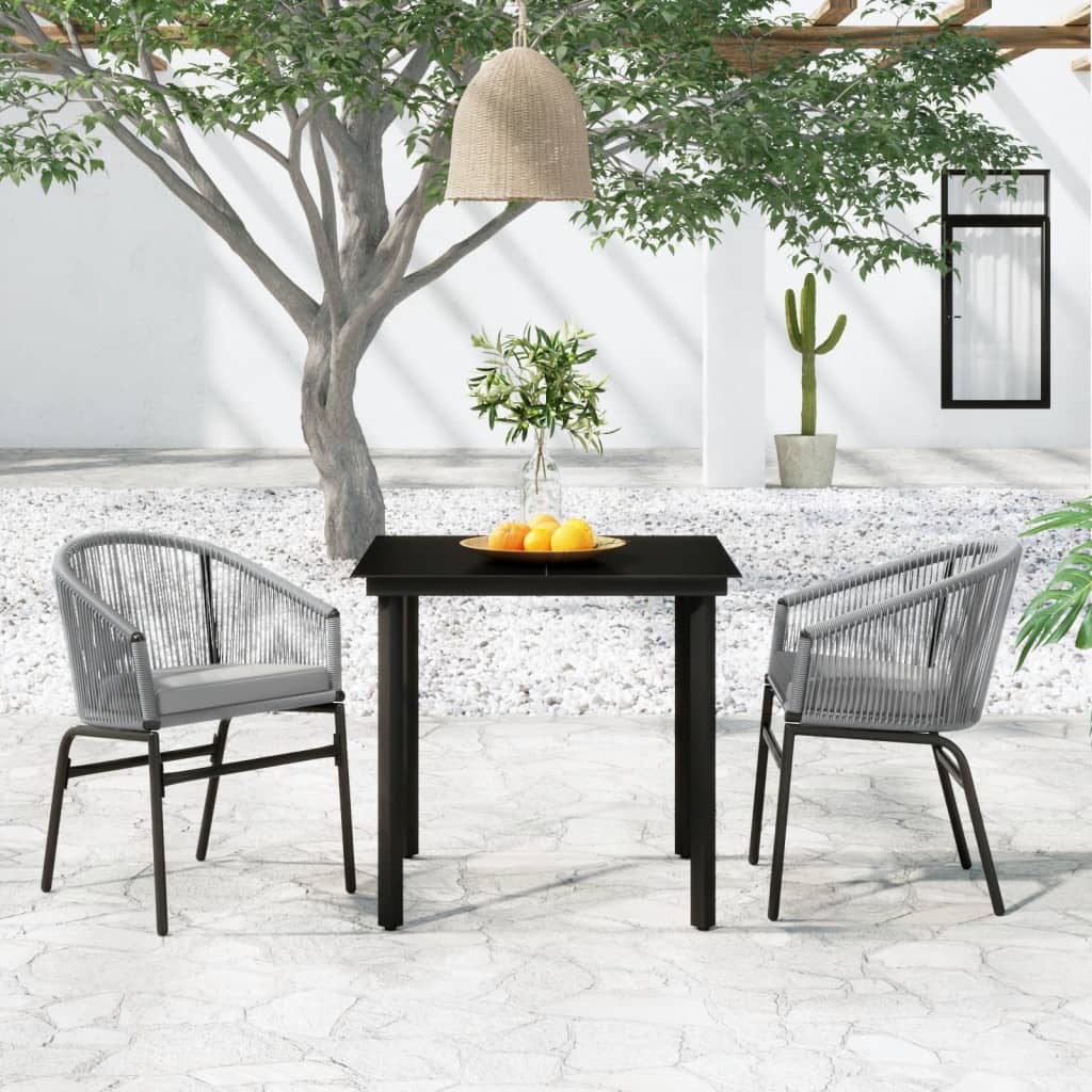 3-dijelni vrtni blagovaonski set sivi