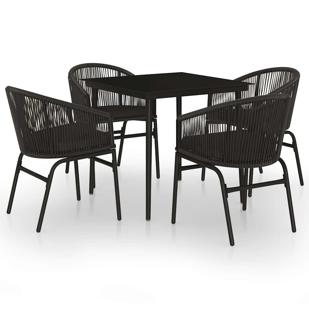 5-dijelni vrtni blagovaonski set crni Crna Dužina stola 80 cm