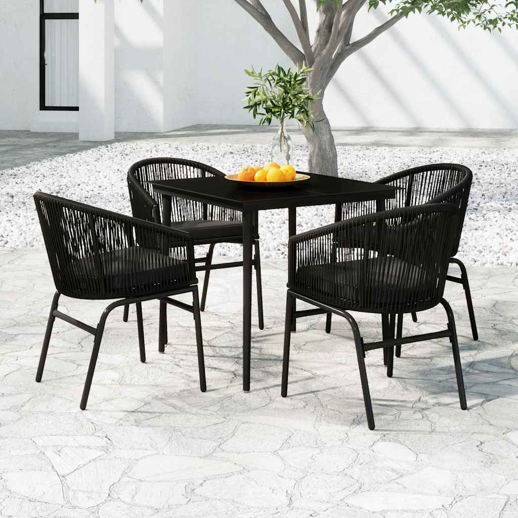 5-dijelni vrtni blagovaonski set crni Crna Dužina stola 80 cm