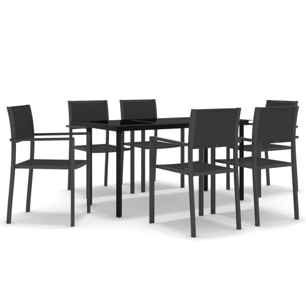 7-dijelni vrtni blagovaonski set crni Crna Dužina stola 140 cm