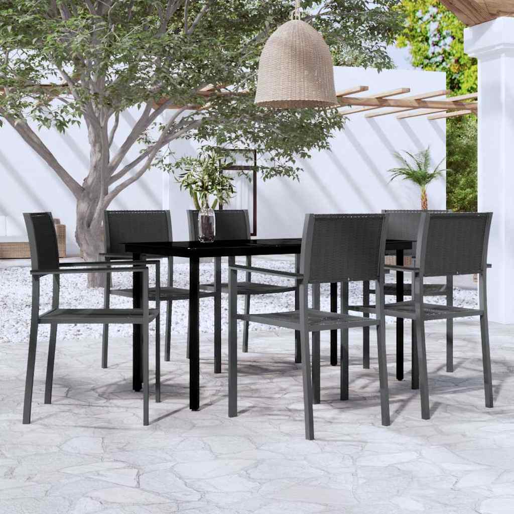 7-dijelni vrtni blagovaonski set crni Crna Dužina stola 140 cm